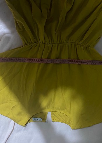 Hardal sarısı Kadın Uzun Keten Elbise - Görsel 5