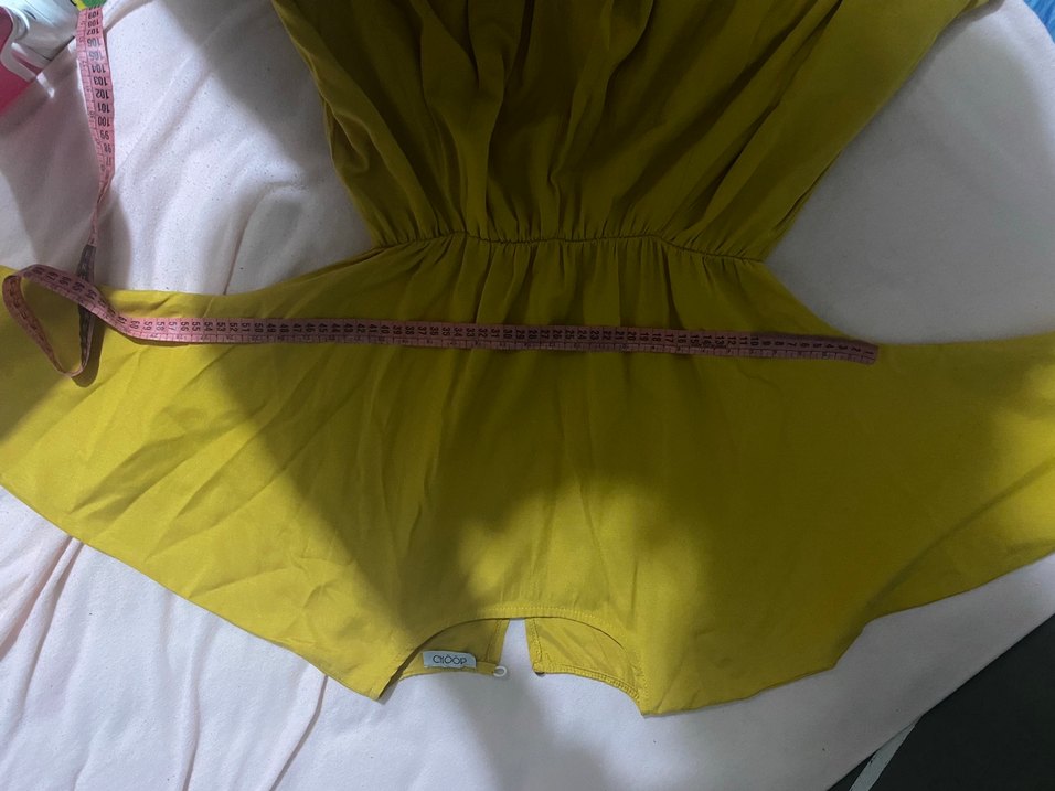 Hardal sarısı Kadın Uzun Keten Elbise - Görsel 5