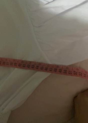 Kadın Beyaz Keten Uzun Kollu Fırfırlı Bluz - Görsel 3