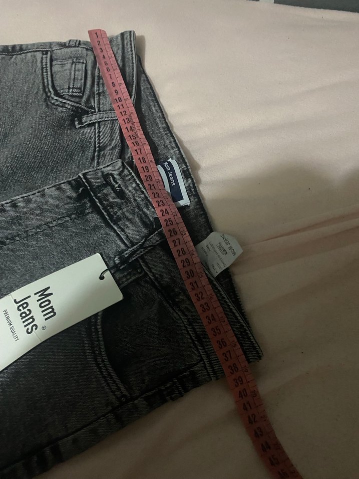Gri Düğmeli Kadın Denim Pantolon - Görsel 3