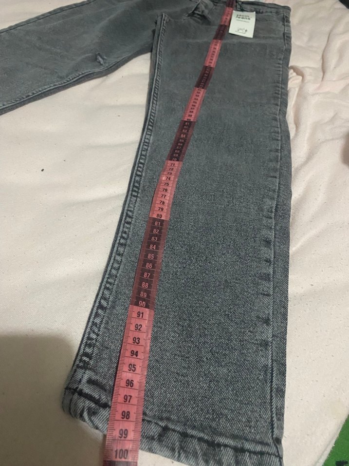 Gri Düğmeli Kadın Denim Pantolon - Görsel 2