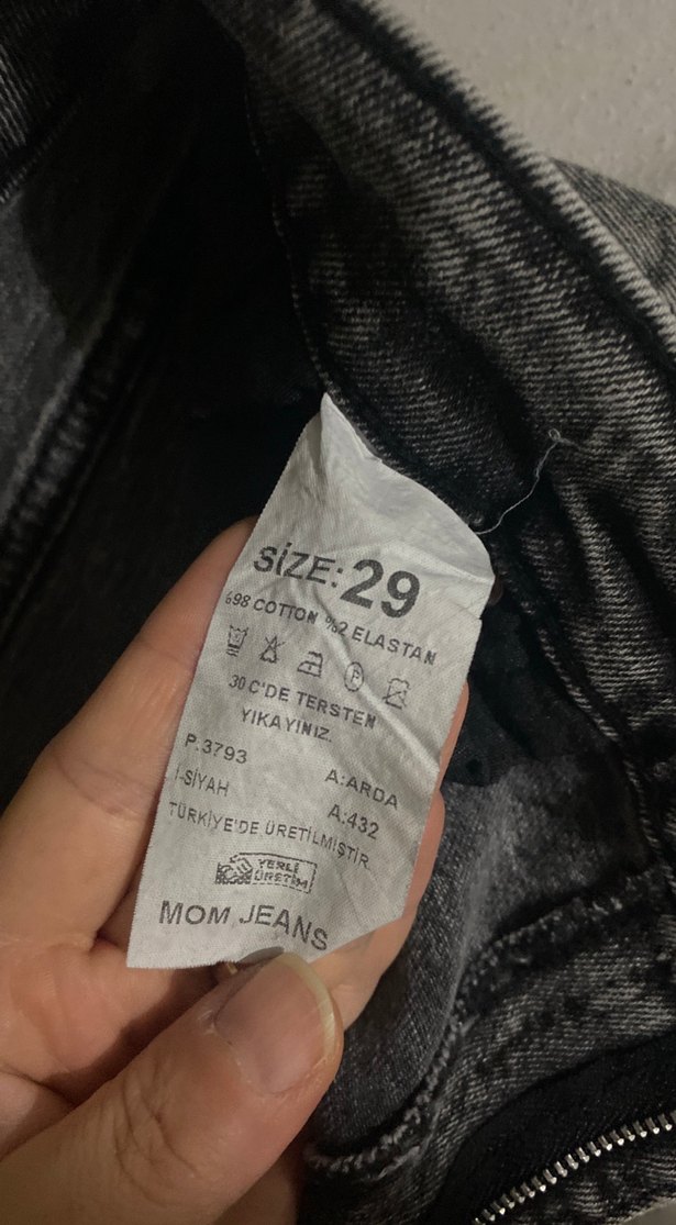 Gri Düğmeli Kadın Denim Pantolon - Görsel 5