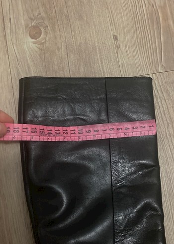 Kadın Siyah Deri Dizüstü Botlar, Tokalı, Kalın Topuklu - Görsel 6