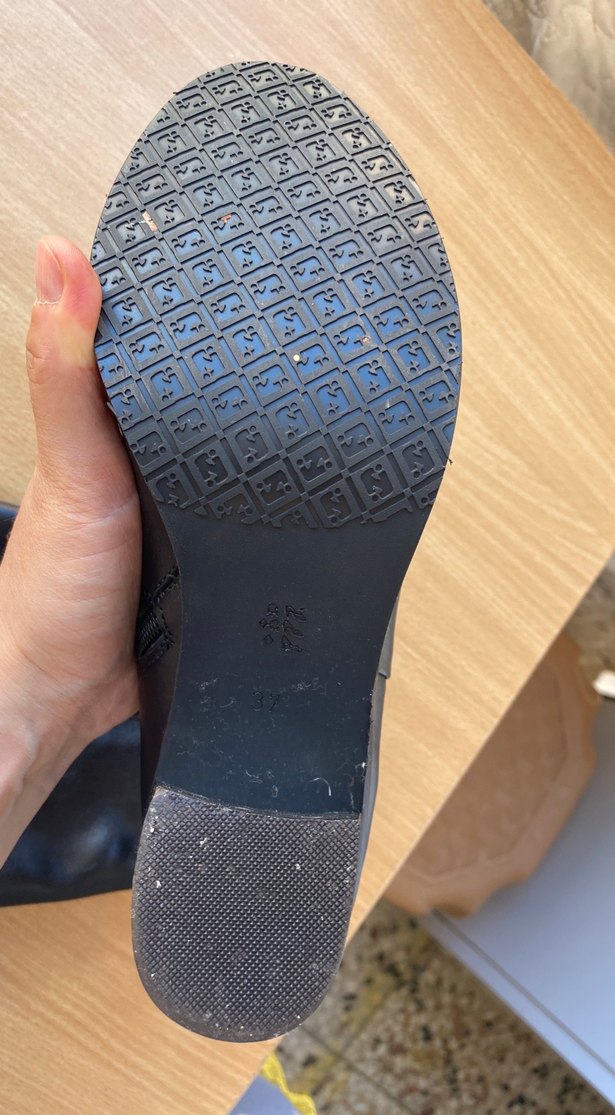 Kadın Siyah Deri Dizüstü Botlar, Tokalı, Kalın Topuklu - Görsel 3