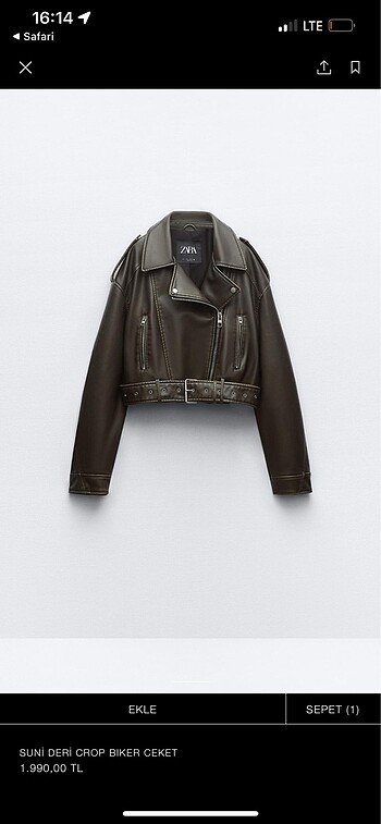 Zara Deri Biker ceket