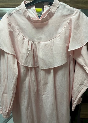 Kız Çocuk Pembe Keten Fırfırlı Bluz - Görsel 2