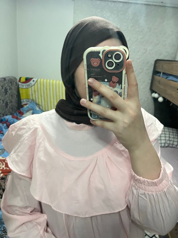 Kız Çocuk Pembe Keten Fırfırlı Bluz - Görsel 4