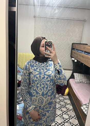 Mavi Bohem Desenli Uzun Kollu Keten Gömlek - Görsel 5