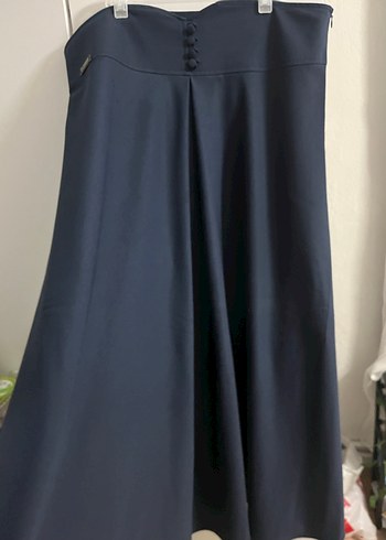 Düğmeli Lacivert Kadın Uzun Etek - Görsel 3