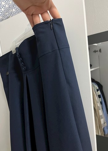 Düğmeli Lacivert Kadın Uzun Etek - Görsel 4