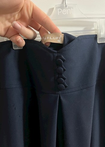 Düğmeli Lacivert Kadın Uzun Etek - Görsel 2