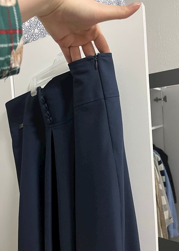 Düğmeli Lacivert Kadın Uzun Etek - Görsel 5