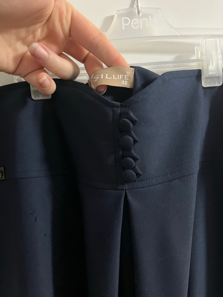 Düğmeli Lacivert Kadın Uzun Etek - Görsel 2