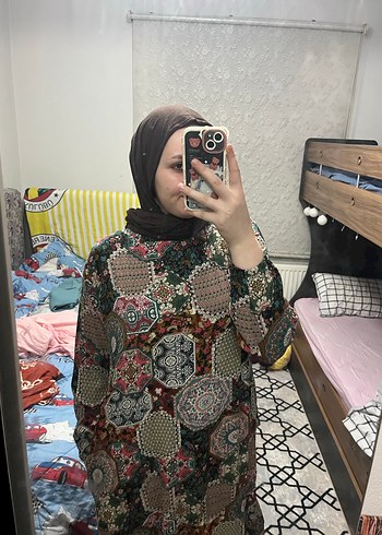 Bohem Renkli Uzun Desenli Kadın Elbise - Görsel 5