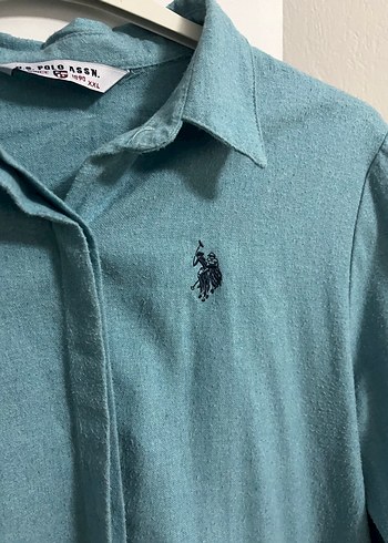 Mavi Uzun Kollu Keten Gömlek - Görsel 3