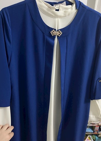 Mavi Düğmeli Kadın Midi Tunik - Görsel 2