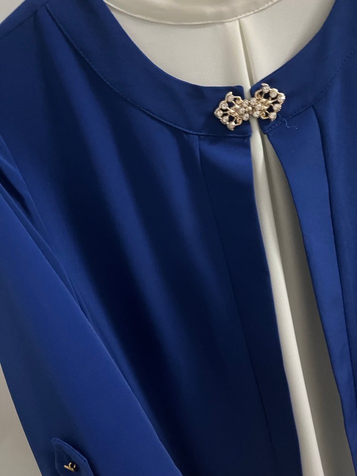 Mavi Düğmeli Kadın Midi Tunik - Görsel 3