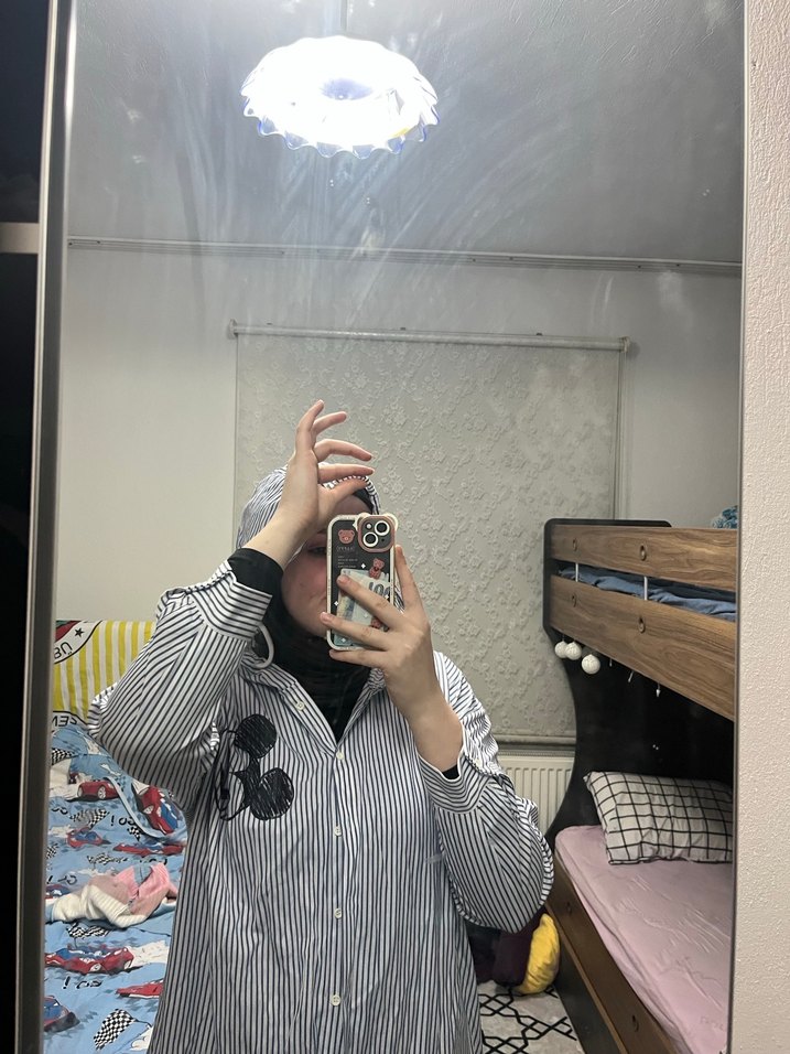 Gri Zebra Desenli Uzun Kollu Kadın Gömlek - Görsel 2