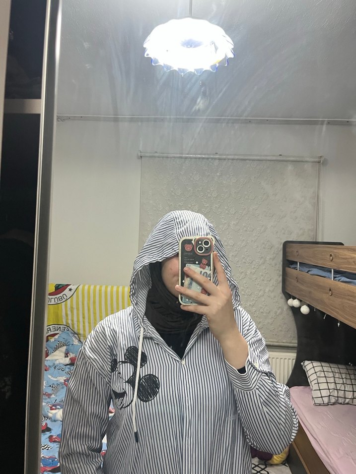 Gri Zebra Desenli Uzun Kollu Kadın Gömlek - Görsel 3