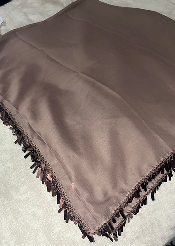 Bej Drapeli Kadın İpek Şal - Görsel 2