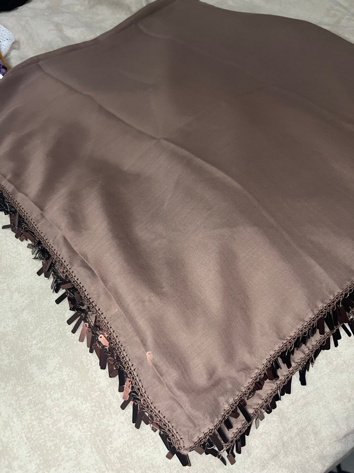 Bej Drapeli Kadın İpek Şal - Görsel 2