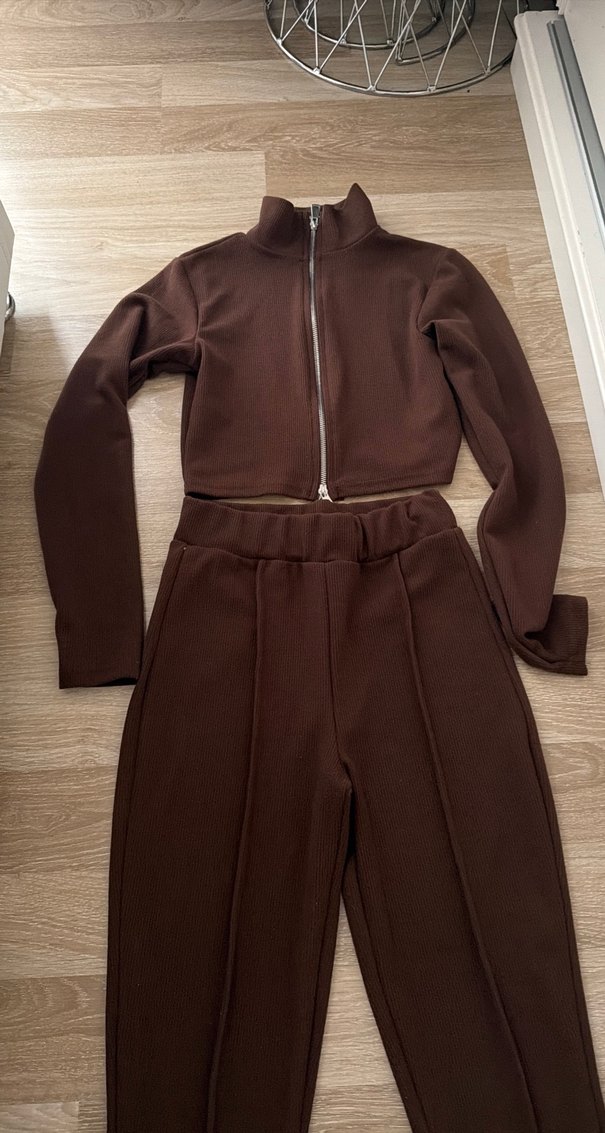 Kahverengi Kadın Uzun Kollu Tulum - Görsel 2