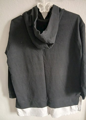 l Beden siyah Renk Siyah Kapüşonlu Kadın Sweatshirt