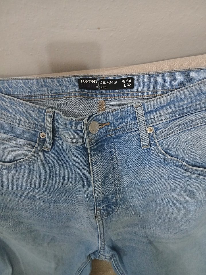 Erkek Mavi Denim Regular Fit Midi Kot Pantolon - Görsel 5