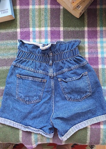 Diğer Düğmeli Mavi Yüksek Bel Mini Denim Şort
