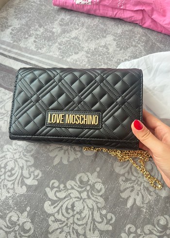  Beden Love Moschino Siyah Deri Kadın çanta