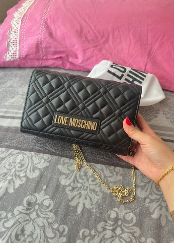  Beden siyah Renk Love Moschino Siyah Deri Kadın çanta