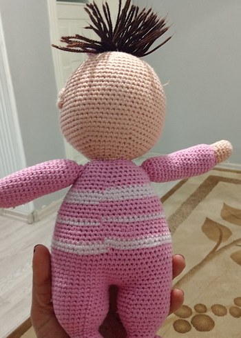 Pembe Örgü Bebek Oyuncak - Görsel 4