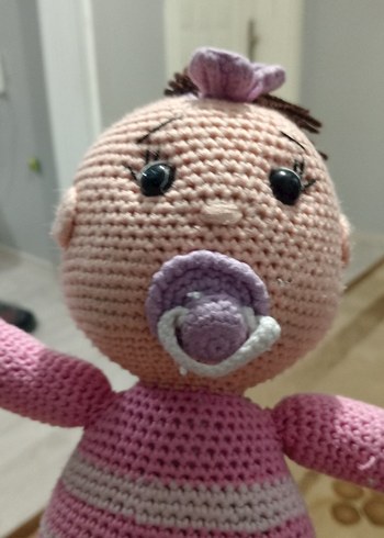 Pembe Örgü Bebek Oyuncak - Görsel 3