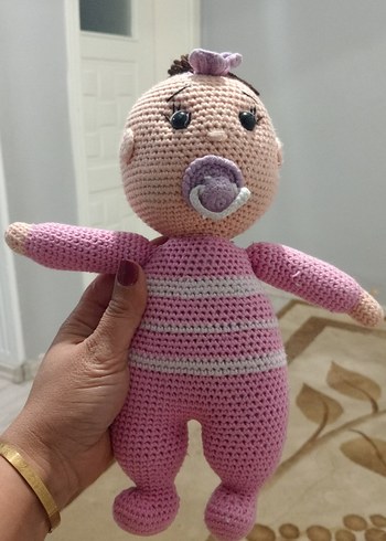 Pembe Örgü Bebek Oyuncak - Görsel 2