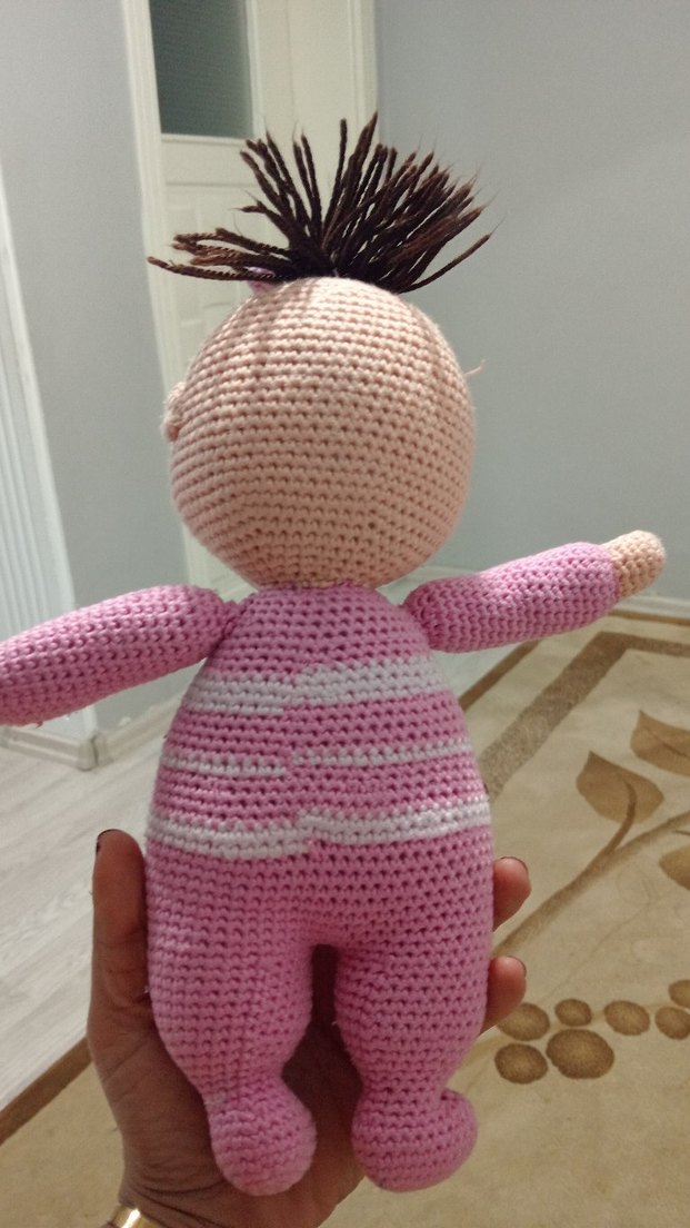 Pembe Örgü Bebek Oyuncak - Görsel 4