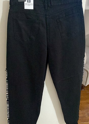 Siyah Baskılı Kadın Kot Pantolon - Görsel 2