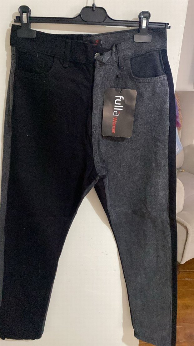 Gri Siyah Bel Detaylı Kadın Mom Jean - Görsel 2