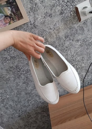 38 Beden beyaz Renk Beyaz Düğmeli Loafer Ayakkabı
