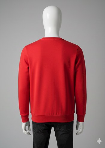 Kırmızı Erkek Sweatshirt Bisiklet Yaka - Görsel 2