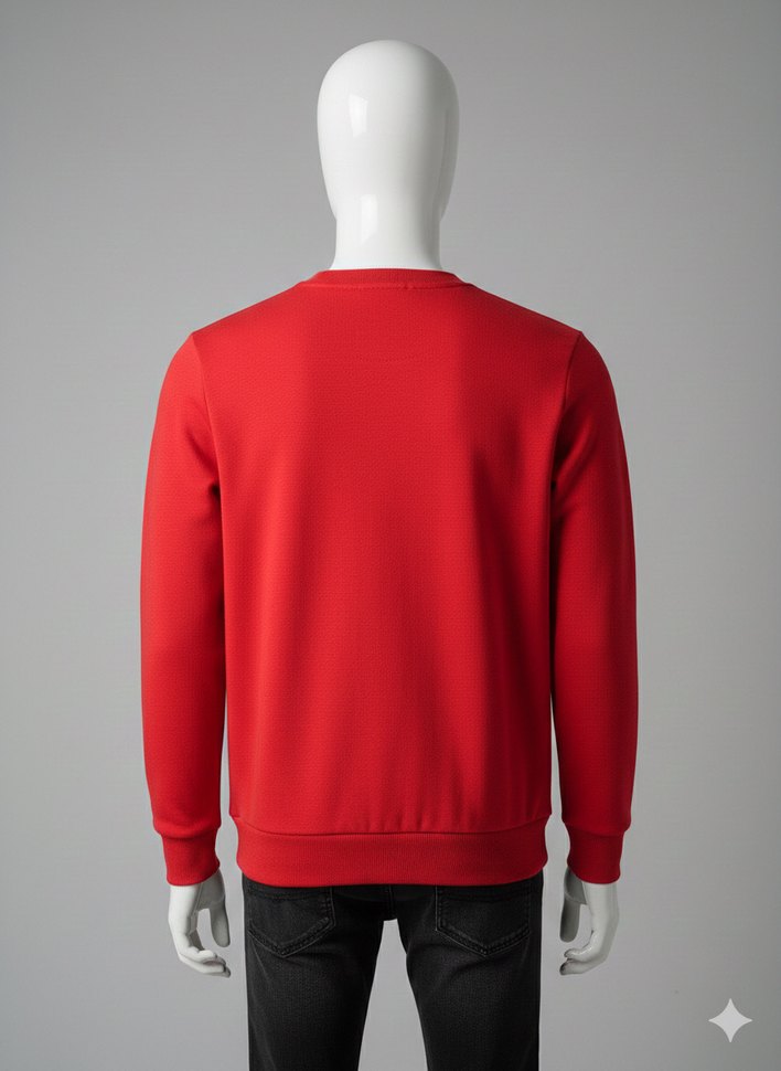 Kırmızı Erkek Sweatshirt Bisiklet Yaka - Görsel 2