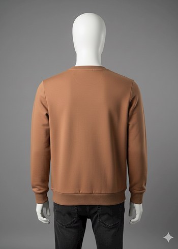 Erkek Kahverengi Bisiklet Yaka Sweatshirt - Görsel 2