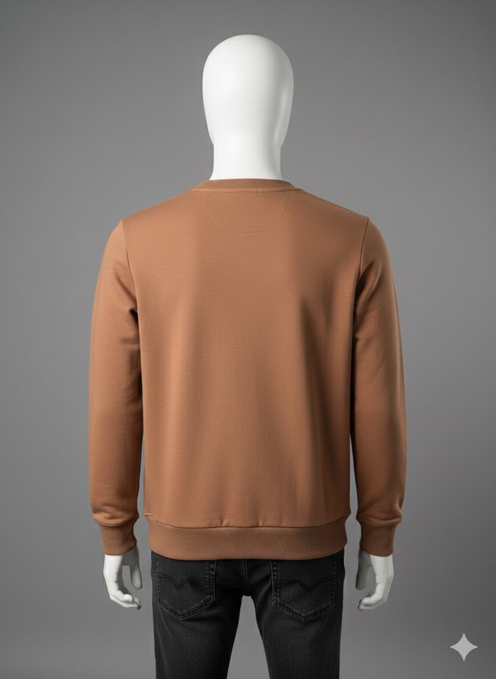 Erkek Kahverengi Bisiklet Yaka Sweatshirt - Görsel 2