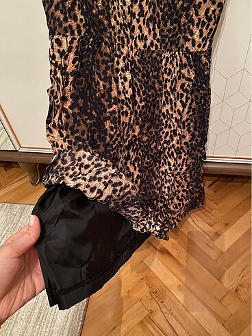 m Beden Batik leopar mini elbise