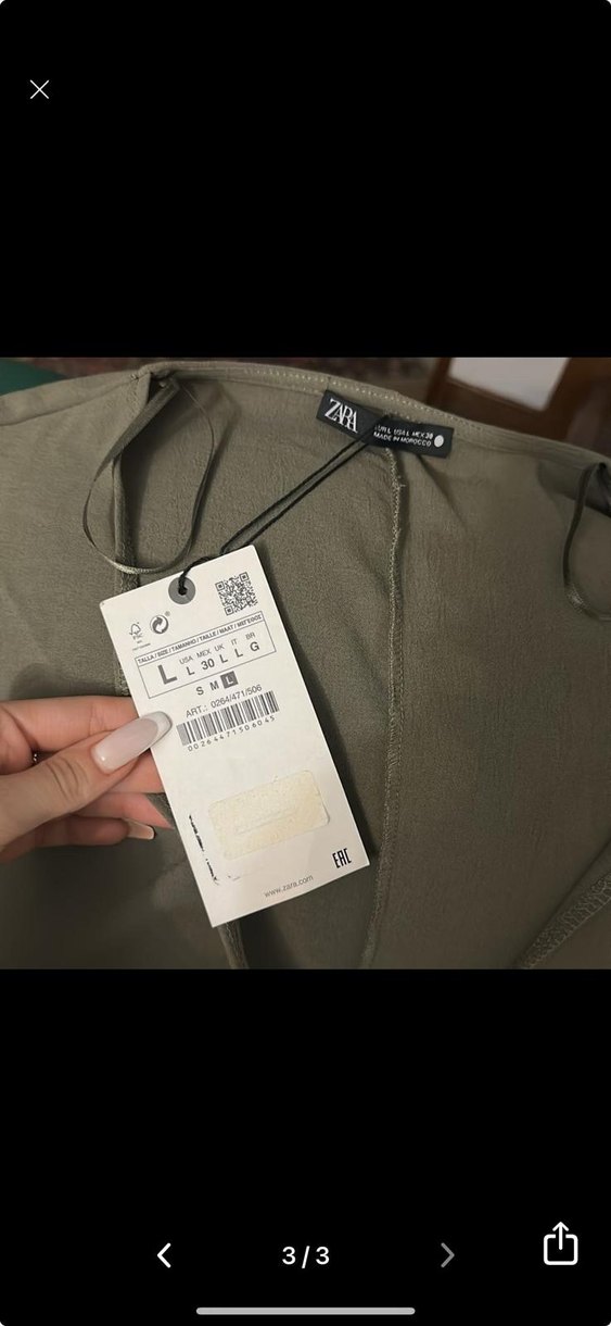 Yeşil  Keten Uzun Elbise - Görsel 3