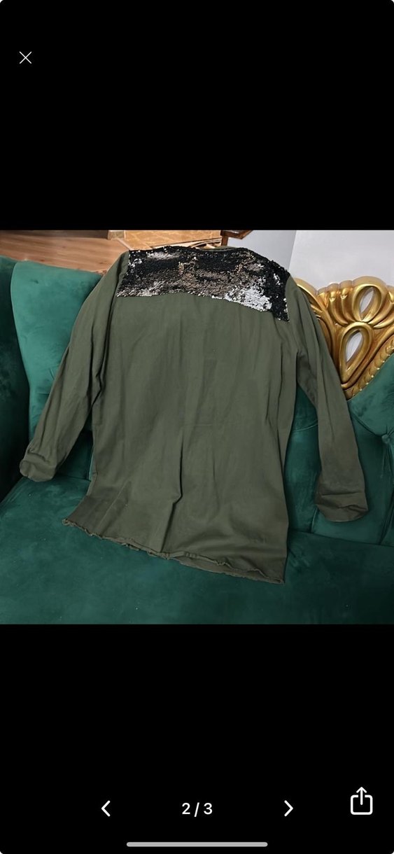 Kadın Haki Kamuflaj Düğmeli Uzun Ceket - Görsel 2