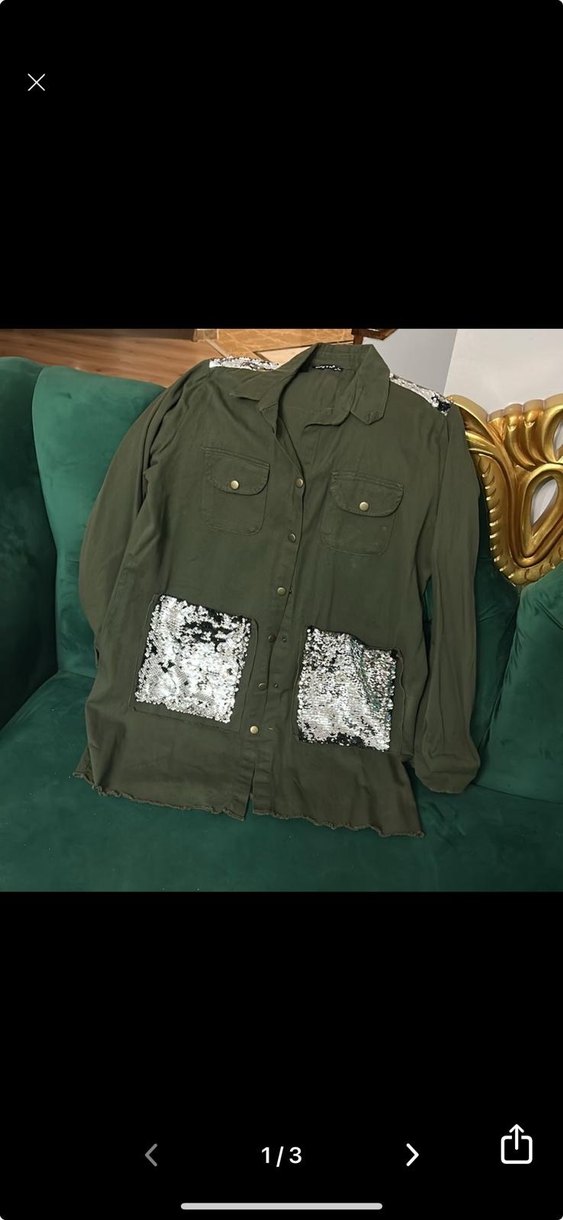 Kadın Haki Kamuflaj Düğmeli Uzun Ceket - Görsel 4