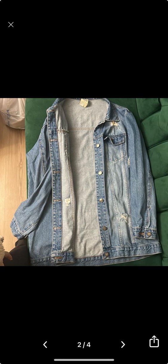 Düğmeli Gri Kadın Denim Ceket - Görsel 5