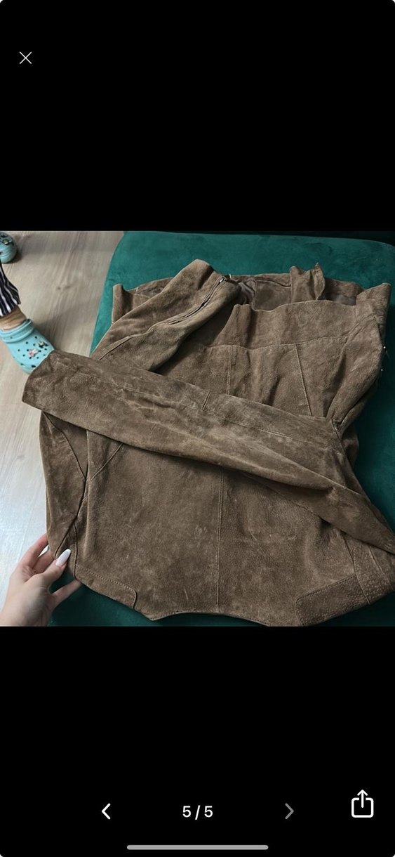 Kadın Kahverengi Süet Fermuarlı Deri Ceket - Görsel 4