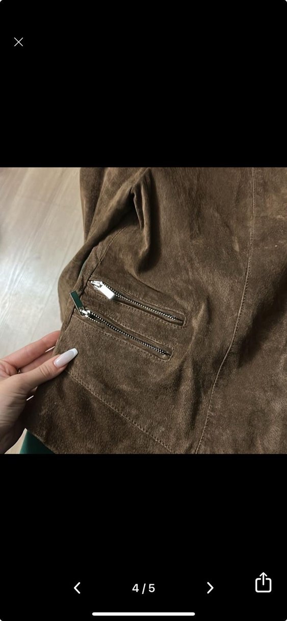 Kadın Kahverengi Süet Fermuarlı Deri Ceket - Görsel 3