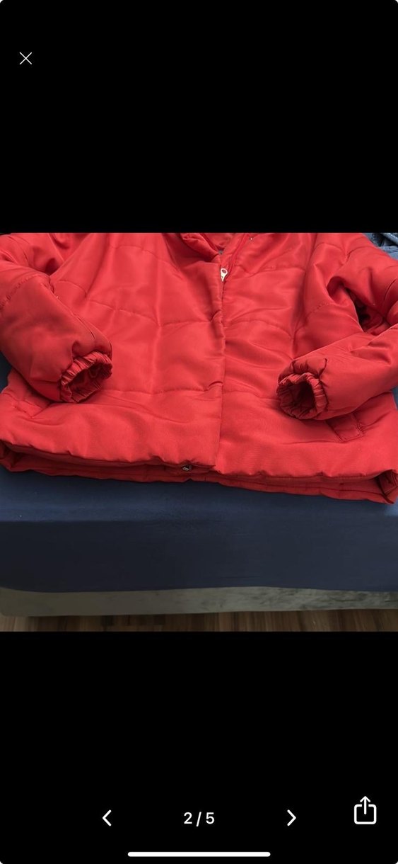 Kızlar İçin Kırmızı Kapüşonlu Polar Mont - Görsel 4